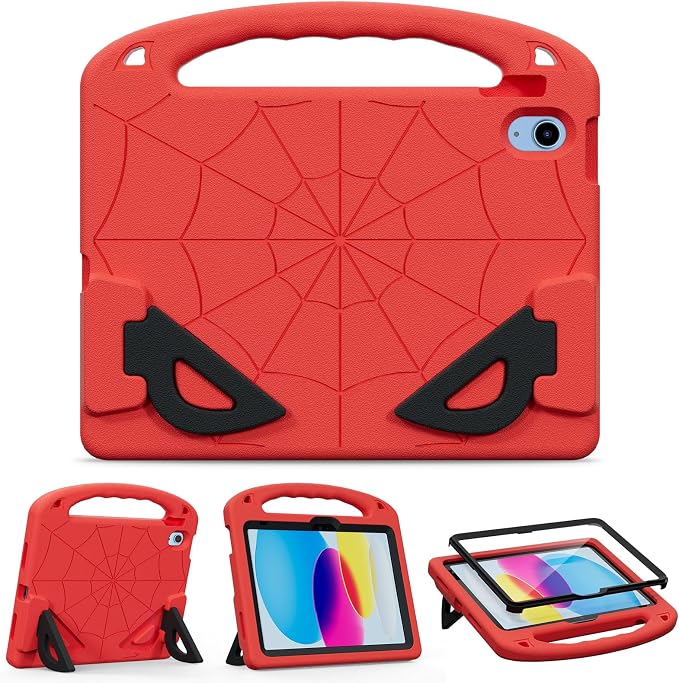 Kids Case for iPad A16 11th/ 10th Generation (2025/2022 Model) | iPad 11/ iPad 10 Full-Body Drop Protection cover with Screen Protector EVA Shockproof Handle Stand Black