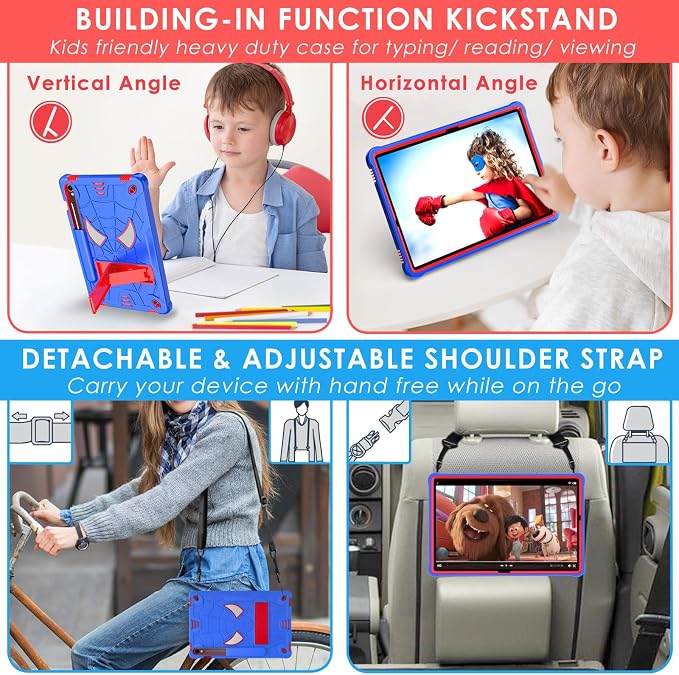DETUOSI Case for Samsung Galaxy Tab S10 Lite / S10 FE / S9 FE 10.9-Inch with S Pen Holder + Shoulder Strap3-Layer Hybrid Heavy Duty Full-Body Shockproof4-Angle Viewing Protective Cover