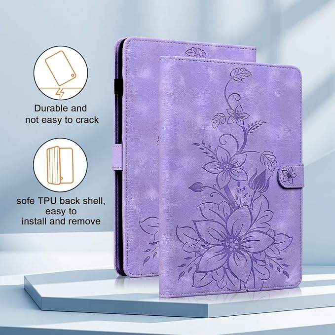 Case for All-New Amazon Fire HD 10 and 10 Plus Tablet (13th/11th Generation 2023/2021 Release) Magnetic Clasp Stand Leather Case with Pen Holder Blue