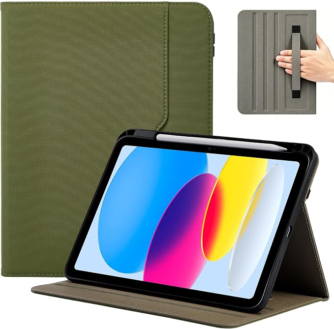 ProCase for iPad A16 11th Generation 11” 2025/iPad 10th Generation 10.9” 2022 with Pencil Holder iPad 11/10 PU Leather Case Business Stand Cover Smart Folio with Hand Strap Front Pocket -Berrypurple