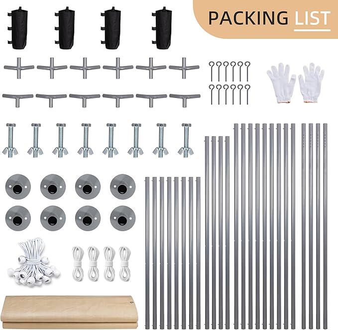 JY QAQA Carport, 10x20 FT Heavy Duty Carport Reinforced Steel Poles with Removable Sidewalls & Doors,Roll-up Windows Car Canopy with Sandbags and All-Season Tarp for Car Boat Truck Motorcycle