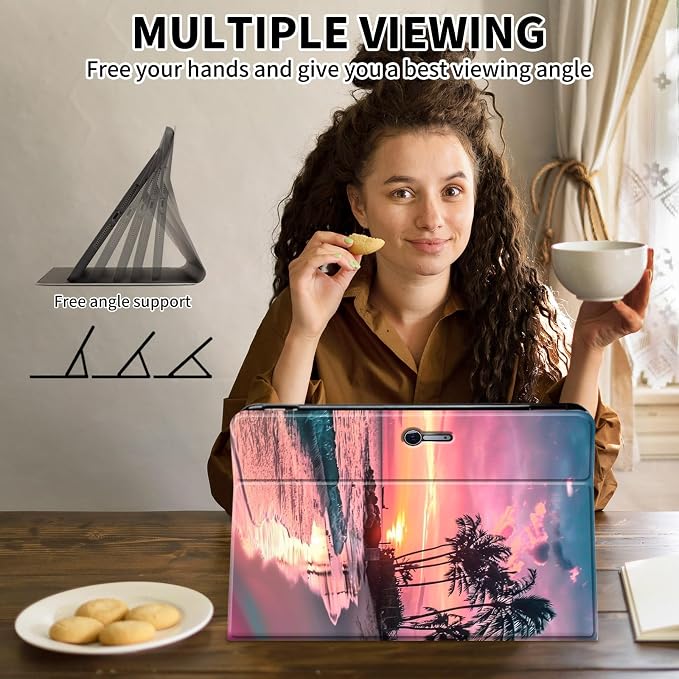 Case for Microsoft Surface Pro 11/10 / 9 13 InchPU Leather Cute Slim Folio Adjustable Stand Cover Case for Surface Pro 11th Edition AIArt Red Dragonfly