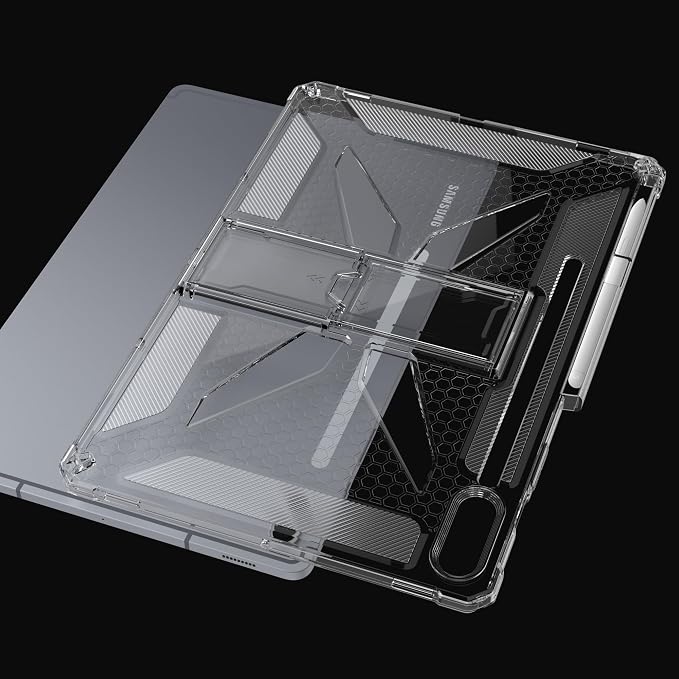 Clear Case for Samsung Galaxy Tab A11 8.7 2025 with Pencil Holder/Kickstand Soft TPU with Reinforced Corners‌ Shockproof Impact Resistant - Clear
