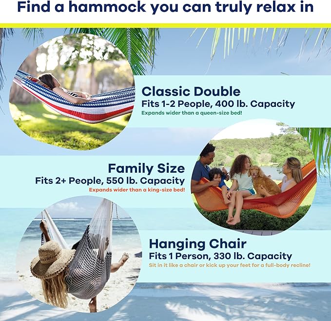 Handwoven Hammock by Yellow Leaf Hammocks - Double Size, Fits 1-2 PPL, 400lb max - Weathersafe, Super Strong, Easy to Hang, Ultra Soft, Artisan Made - Color: Grey