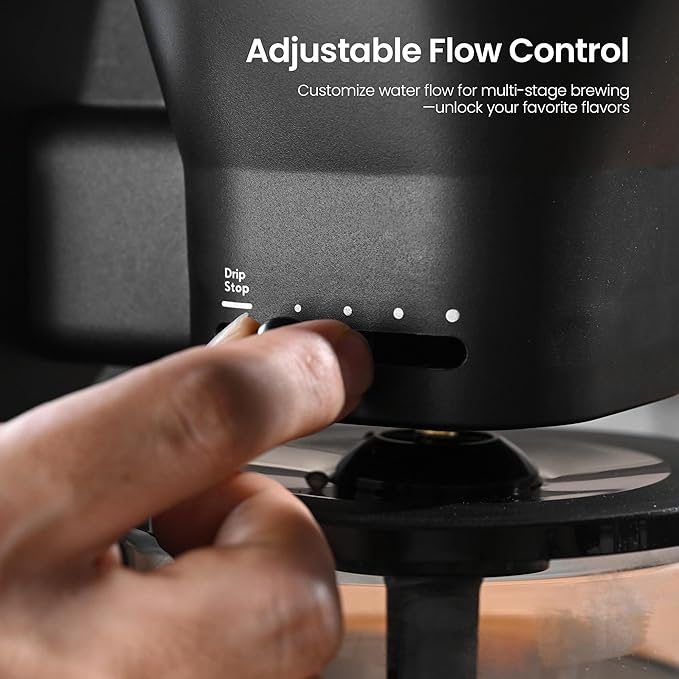 Kismile SCA-Certified 8 Cup Drip Coffee Maker, Pour Over Coffee Machine with 3s Instant Heat 197–205℉, Adjustable Flow Control, Removable Water Tank, Deep Cold Brew & 40 Min Keep Warm (Black)
