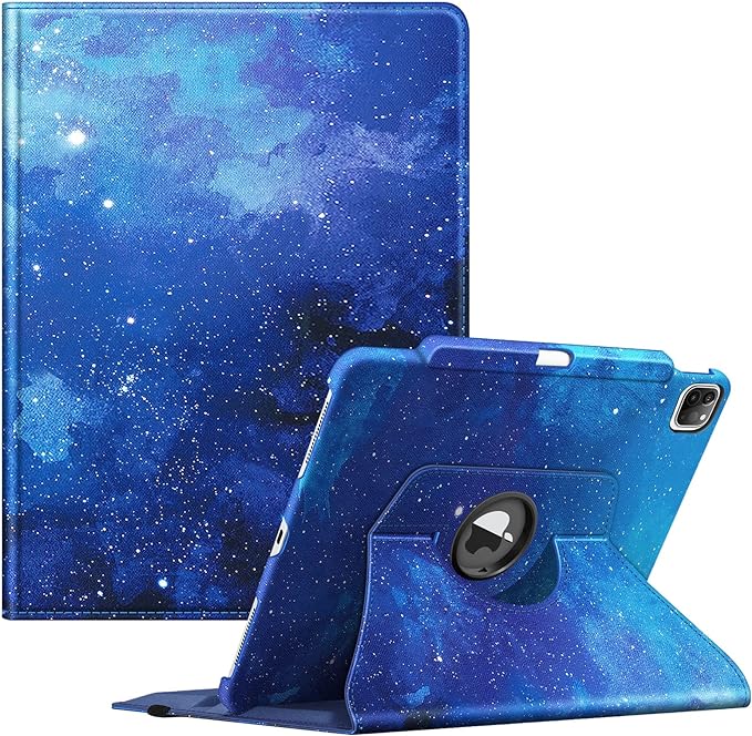 Fintie Rotating Case for iPad Pro 12.9-inch 6th/5th/4th/3rd Generation | 360° Swivel Stand Landscape &amp Portrait Viewing Shockproof Protective Cover Pencil Holder Auto Sleep/Wake Black