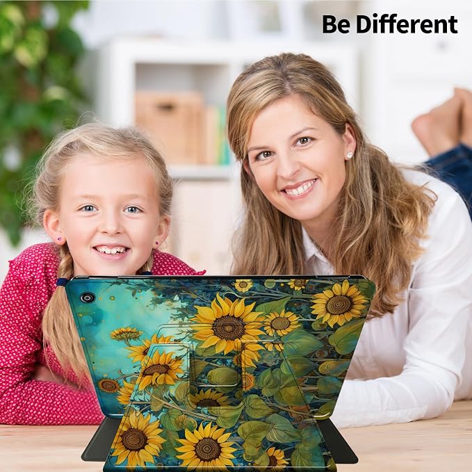 for iPad 9th Generation Case (2021)/8th Gen (2020)/ 7th Gen (2019) 10.2 Inch-360 Degree Rotating Multi-Angle Viewing Protective Cover with Auto Sleep/Wake-Art Mandala Flower
