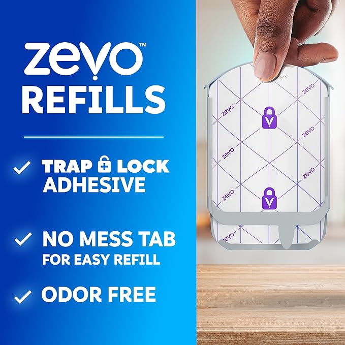 Zevo Flying Insect Trap Official Refill Cartridges - Fits Both Zevo Trap & MAX Indoor Fly Trap - Authentic Trap+Lock Technology to Catch Gnats, House & Fruit Flys (4 Official Refill Cartridges)