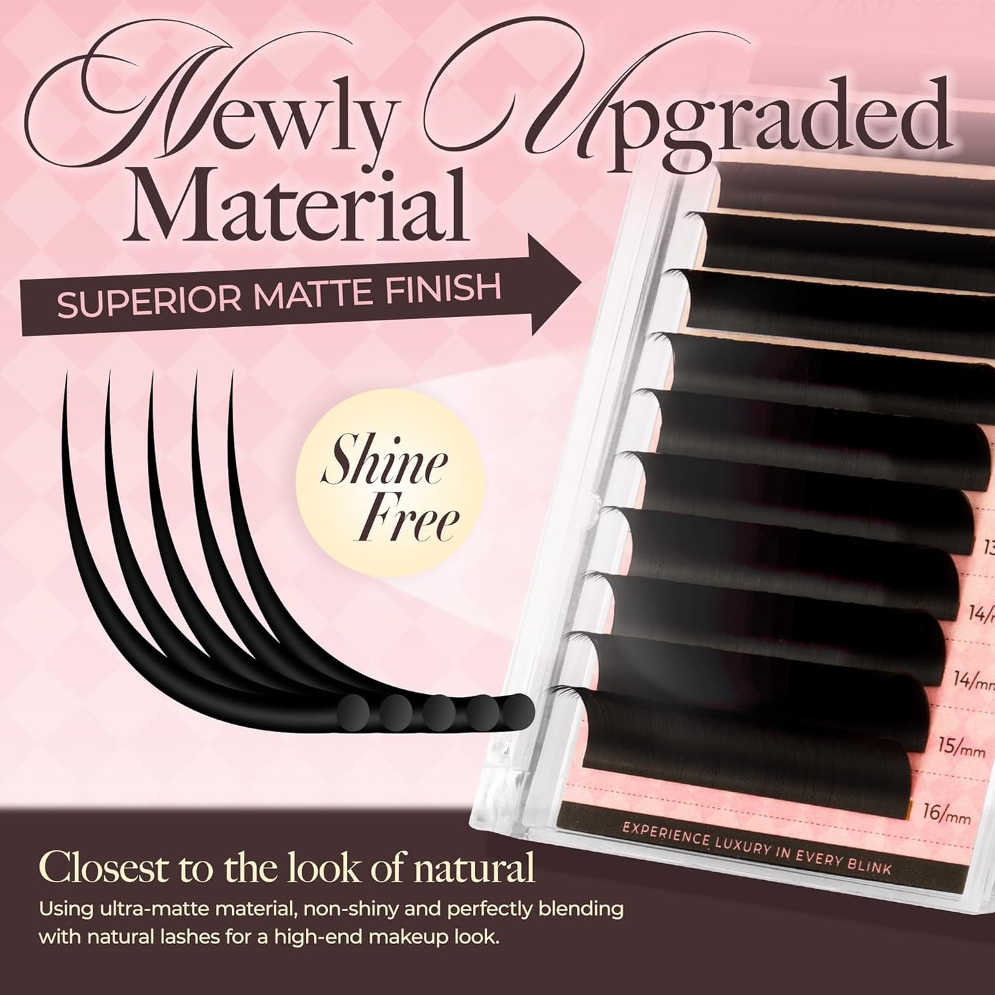 LASHVIEW Volume Lash Extensions 0.03-0.20 J/B/L/C/CC/D Curl 8-16mm Mixed & Single Length Tray, Soft Matte Dark Professional Eyelashes Extension(0.07 CC 8-16mm)