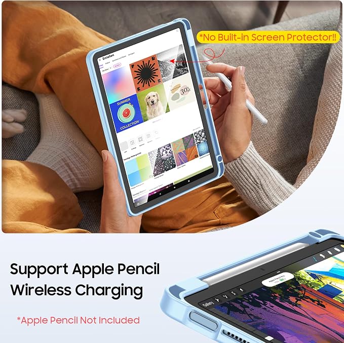 Fintie Shockproof Case for iPad Air 11-inch &amp iPad Air 5th/4th Gen 10.9 in | Slim Frosted Hard Back Cover Multi-Angle Viewing Built-in Kickstand &amp Pencil Holder Anti-Scratch Black