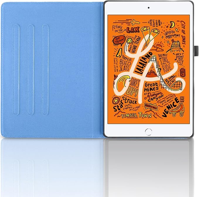iPad Mini 5 Rotating Case iPad Mini 1/2/3/4/5th Generation Case PU Leather Folio Stand Cover Flip Shell with Pen Holder for Apple iPad Mini 7.9 inch- Black