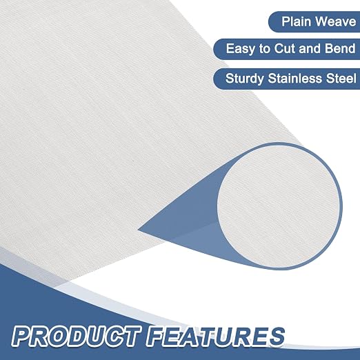 uxcell 120 Mesh 79" x 10" Woven Wire Mesh, 316 Stainless Steel Air Vent Filter