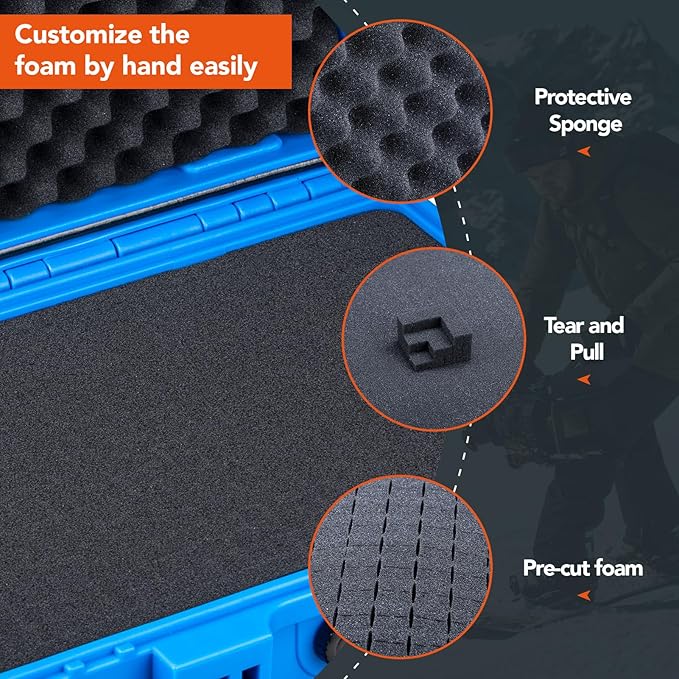 Lykus HC-3310 Waterproof Hard Case with Customizable Foam Insert, Interior Size 12.99x8.27x5.31 in, Suitable for pistol,camera,lens,drone,mic,flashlight,telescope,action cam,electronics,tools,and more
