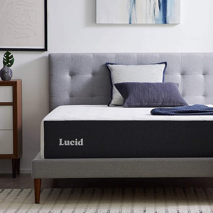 LUCID 14 Inch Memory Foam Mattress - Plush Feel - Memory Foam Infused with Bamboo Charcoal and Gel - Temperature Regulating - Pressure Relief - Breathable - Premium Support - King Size