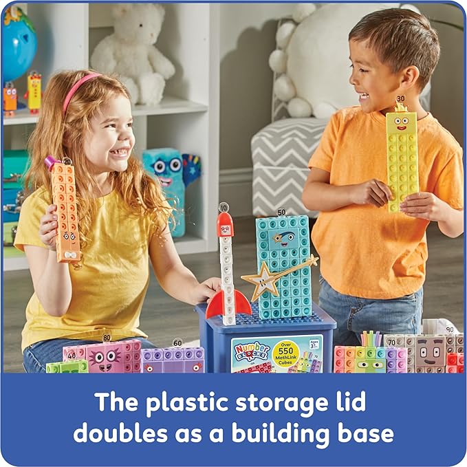 hand2mind Numberblocks Heroes with Zeroes MathLink Cubes Activity Set, Preschool Learning Activities, Math Manipulatives Kindergarten, Counting Blocks, Number Linking Cubes, Kids Educational Toys