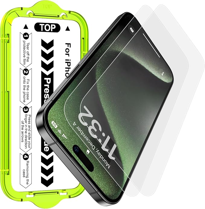 Esanik for iPhone 15 Pro Matte Glass Screen Protector [Auto-alignment] Anti-Glare &amp Anti-FingerprintAnti-ReflectionBubble Free Smooth as Silk 2 Pack 9H Glass Screen Cover