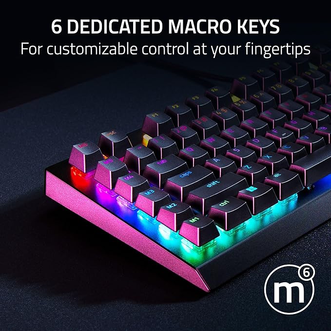 Razer BlackWidow V4 X - Mechanical Gaming Keyboard: Yellow Switches Linear & Silent - 6 Dedicated Macro Keys - Chroma RGB - Doubleshot ABS Keycaps - Media Controls - Sound Dampening & Stabilizers