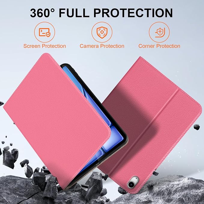 Leather Case for iPad Air 11 M2/M3/M4 &amp 10.9 4th/5th Gen Black | 2024-2026 2020/2022 Protective Shockproof Smart Cover Adjustable Stand Auto Wake/Sleep and Multiple View Angles