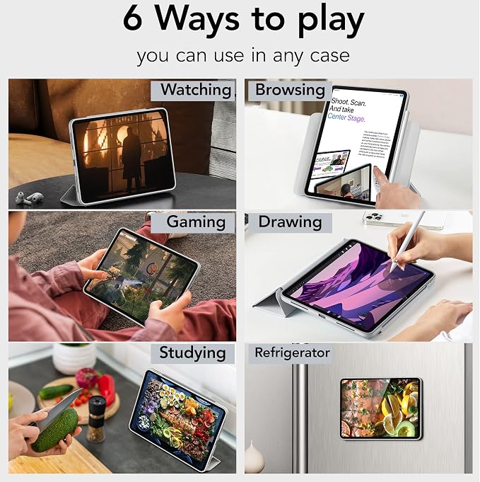 iPad Air 5th Generation Magnetic Case 2022 / iPad Air 4th 2020 Case Double-Layer Magnetic Folio Cover with Multiple Angles and Pencil Charging Support Premium PU Leather(Black)