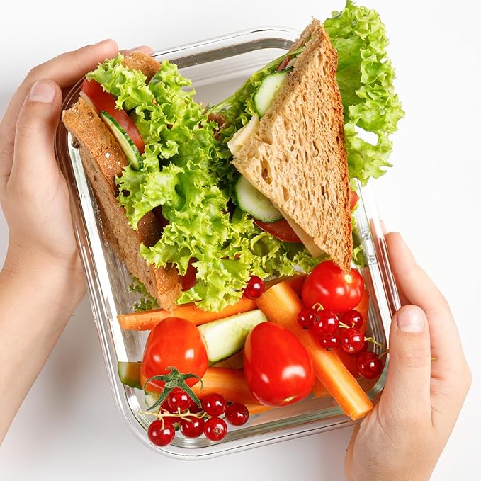 BYLWORKOUT 3-Pack 35 oz Glass Meal Prep Containers with Vented Glass Lids