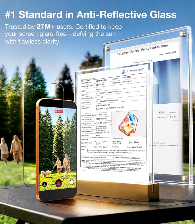 UltraGlass TOP 9H+ Armor for iPhone 15 Pro Max Screen Protector [NO.1 Military Grade Shatterproof] Screen Protector 15 Pro Max Tempered Glass [Longest Durable] Full Coverage 2 Pack