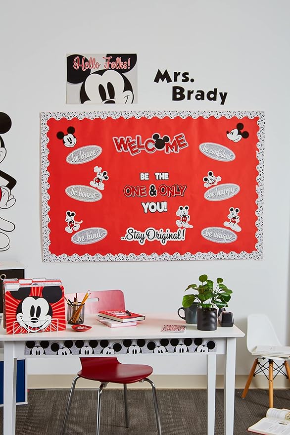 Eureka Disney Retro Mickey Mouse Decorative Classroom and Bulletin Board Trim for Teachers, 2.25" Wide, 12 Strips for 37 Total Feet