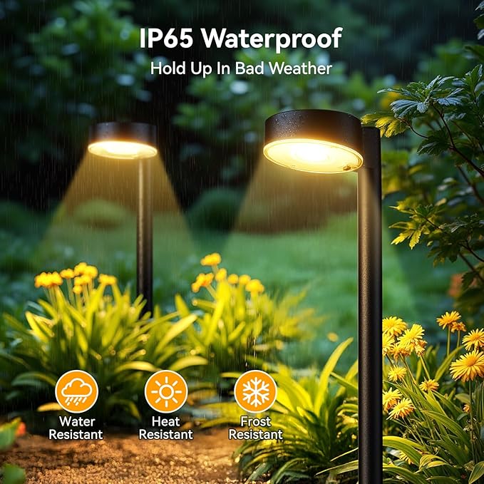 12 Pack Solar Pathway Lights Outdoor, 12 Brighter LED Solar Lights Outdoor Waterproof, Up to 12 Hrs Modern Solar Powered Path Light for Yard Garden Walkway Driveway