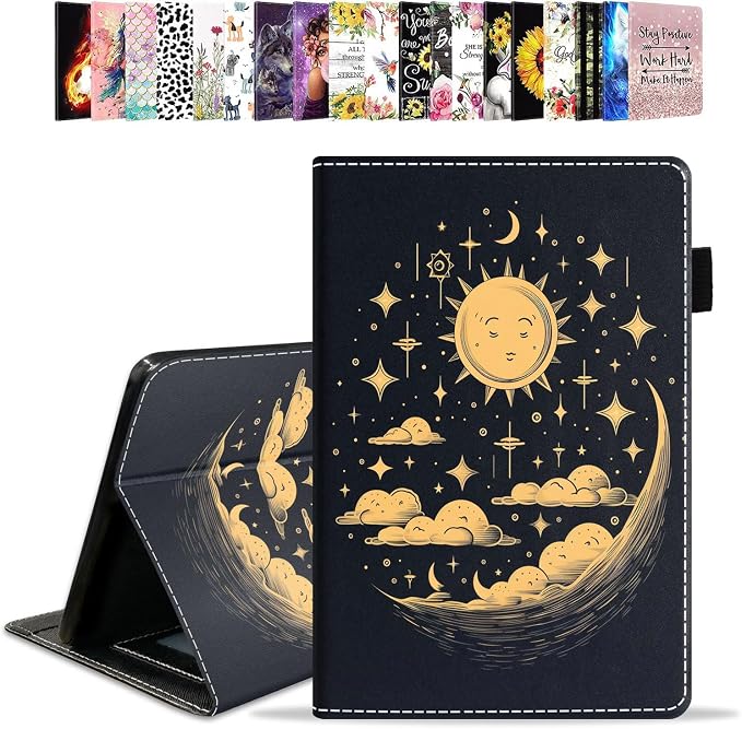 Case for Amazon Kindle Fire HD 10 Tablet 10.1 (9th/7th Generation 2019/2017 Release) - PU Leather Folio Case with Smart Auto Wake/Sleep African American Girl