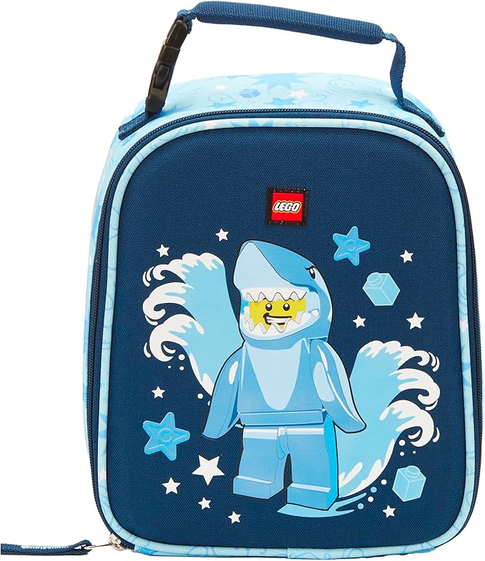 LEGO CHARACTER Lunch Box, Insulated Soft Reusable Lunch Bag Meal Container for Boys and Girls, Perfect for School or Travel, Meal Tote - SHARK GUY