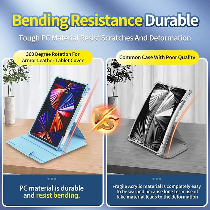 Kids Case for iPad Pro 11 M5/M4 &amp iPad Air 11 (2026/2025/2024) Shockproof Case with Pencil Holder Techcircle Light EVA Foam Handle Stand Bumper Protective Child Friendly Drop Proof Cover Black