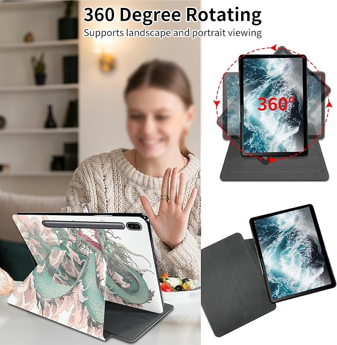 for Samsung Galaxy Tab S6 (10.5 inch) Tablet 2019 release-360 Degree Rotating Stand PU Leather Cover with Auto Wake/Sleep + S Pen HolderArt Butterfly