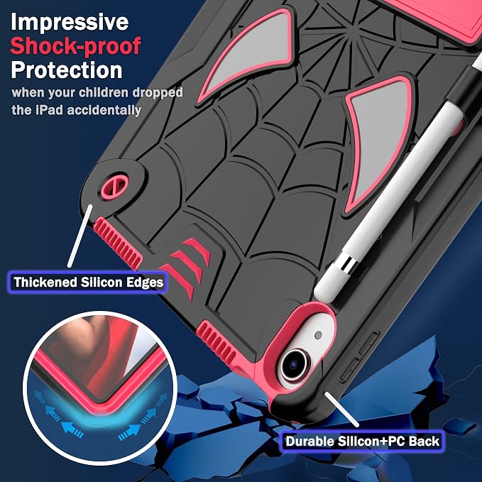 Dteck for iPad Air 3rd Gen (2019) / iPad Pro (2017) Case 10.5 Shockproof Protective Case with Kickstand Hard Plastic Shell 3-Layer Protection Drop Proof Sturdy Rugged Tablet Cover (Aqua+Rose)