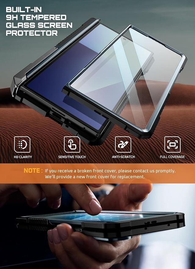 SUPCASE for Samsung Galaxy Z Fold 7 Case with Kickstand Azure | Compatible with MagSafe Tempered Glass Screen Protector Military-Grade Protection Hinge Coverage Unicorn Beetle Grip