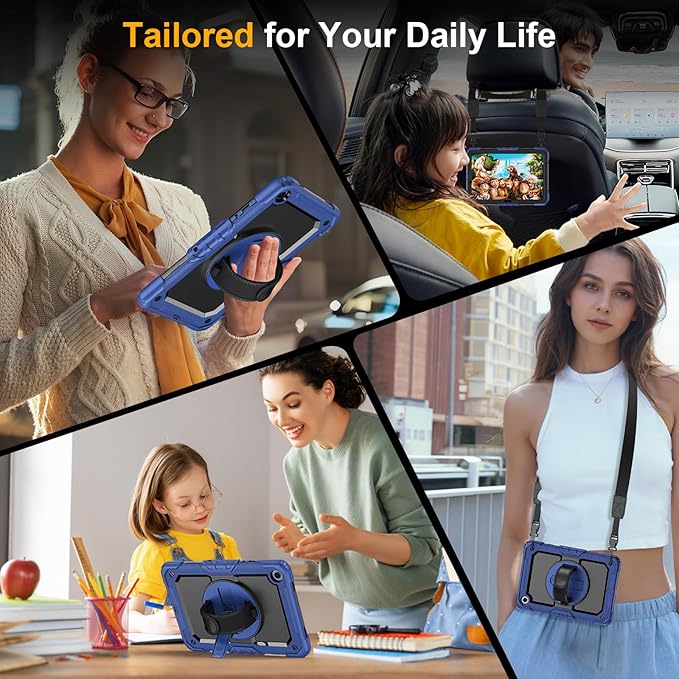Case for Samsung Galaxy Tab A11+ Plus 11 Inch Ubearkk for Galaxy Tab A9+ Plus Case Full-Body Drop Protection Cover with Screen Protector 360° Rotating Stand and Hand/Shoulder StrapBrightblue