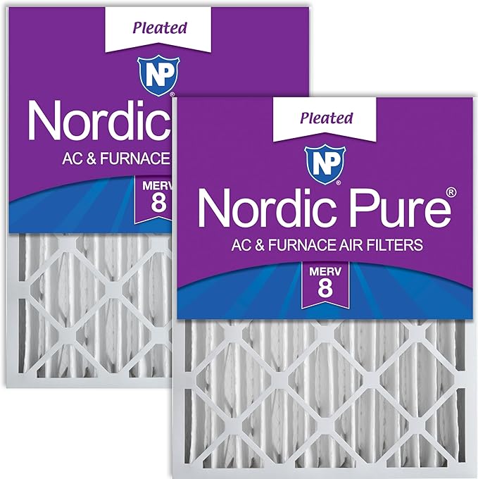Nordic Pure 16x25x4 Pleated MERV 8 Air Filters 2 Pack