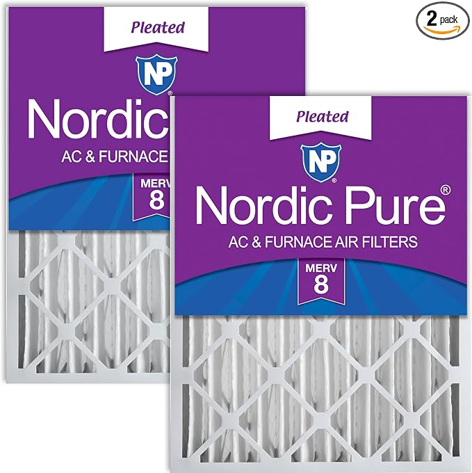 Nordic Pure 16x20x4 Pleated MERV 8 Air Filters 2 Pack