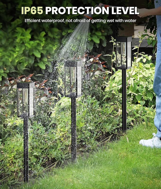 Solar Pathway Lights Outdoor, 6 Pack Solar Garden Lights Waterproof Bright LED Path Lights Solar Powered for Outside Yard Patio Lawn Walkway Driveway Decor Landscape Lighting (Cool White)