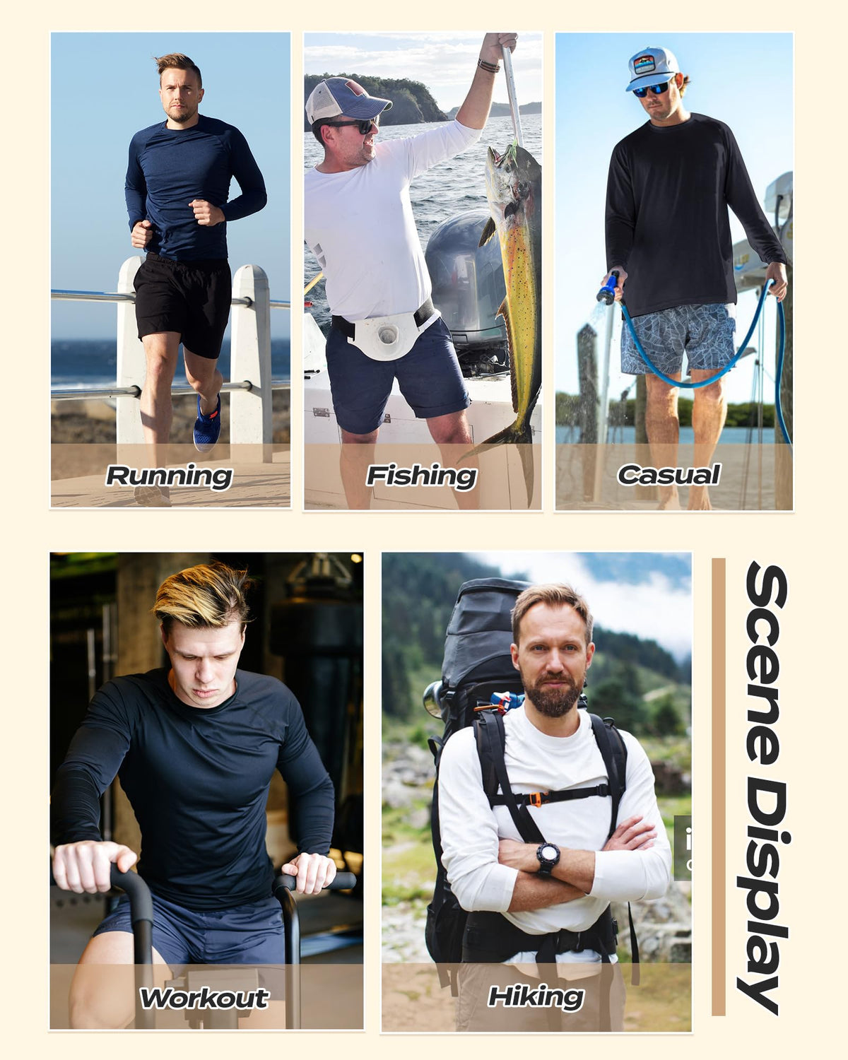 Long Sleeve Shirts for Men - Quick Dry Moisture Wicking UV UPF Sun Protection T-Shirts for Fishing Workout Swim A-Black