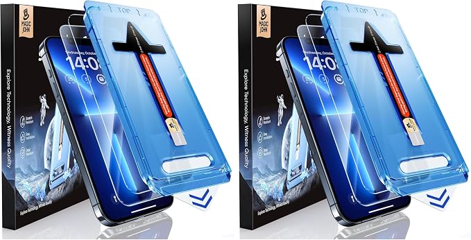 MAGIC JOHN 2 Pack for iPhone 13 Pro Max/iPhone 14 Plus 6.7 inch Tempered Glass Screen Protector Auto Dust-Elimination Installation Bubble Free HD Clear Easy Installation | 6.7 inch2 Pack HD Clea