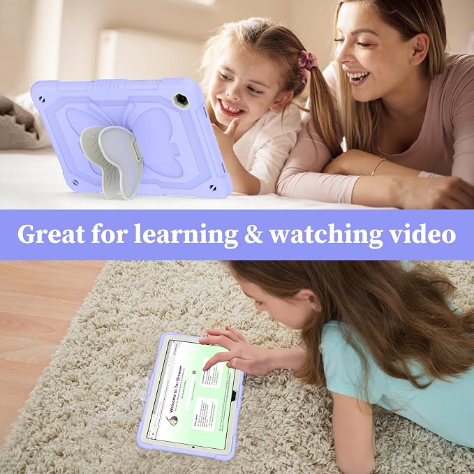 Cover for Samsung Galaxy Tab A11+ Plus/A9+ Plus Case with Screen Protector Galaxy Tab A11+/A9+ 11 inch 2025/2023 Released with Butterfly Stand Shoulder Strap Shockproof case for Kids Girl Colorful