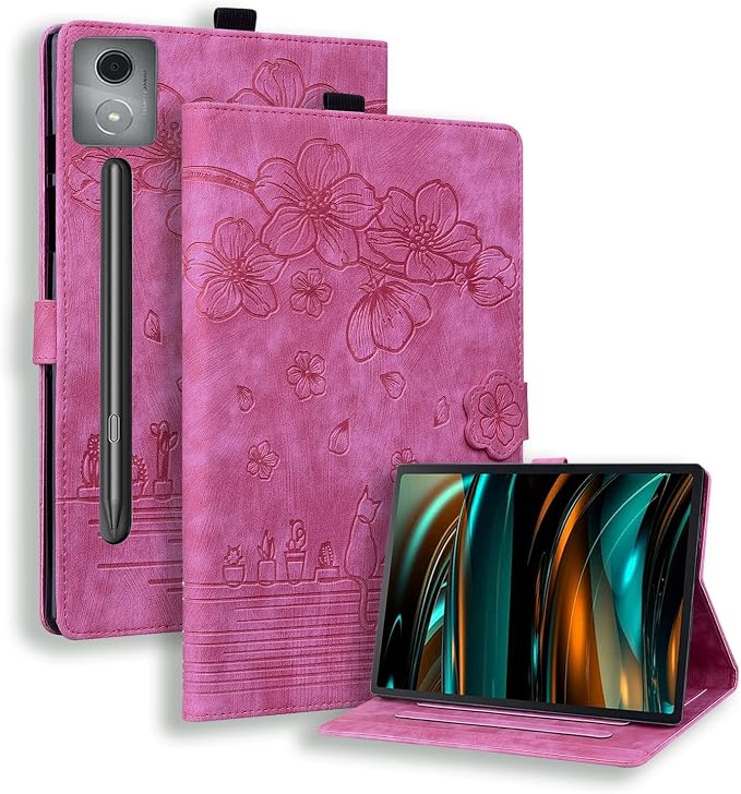 Case for Honor MagicPad 3 Pro 12.3 12.3 2026Multi-Angle Viewing PU Leather Folio Stand Cover with Pencil HolderShockproof Protective Case for Honor MagicPad 3 Pro 12.3 2026Rose Red