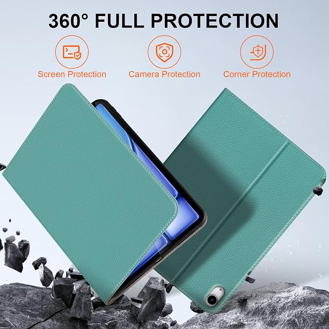 Leather Case for iPad Air 11 M2/M3/M4 &amp 10.9 4th/5th Gen Black | 2024-2026 2020/2022 Protective Shockproof Smart Cover Adjustable Stand Auto Wake/Sleep and Multiple View Angles