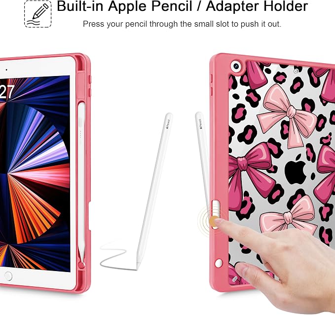 Tuiklol for iPad 10.2 inch 9th / 8th / 7th Gen 2021 2020 2019 Release Case | Built in Pencil Holder - TPU Protection Trifold Stand Stand Clear Back Tablet Cover With Auto Wake/Sleep Blue berries