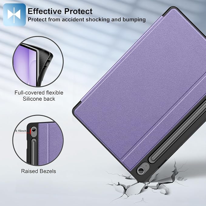Supveco Case for Samsung Galaxy Tab S10 Fe / S10 Lite / S9 FE 10.9-Inch | Premium Folio Stand Soft TPU Protective Cover with S Pen Holder Multi-Angle Viewing &amp Auto Wake/SleepNotebook