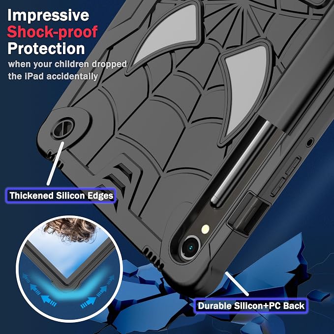 DETUOSI Case for Samsung Galaxy Tab S10 Lite / S10 FE / S9 FE 10.9-Inch with S Pen Holder + Shoulder Strap3-Layer Hybrid Heavy Duty Full-Body Shockproof4-Angle Viewing Protective Cover