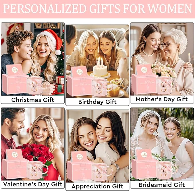 Personalized Gifts for Women Coffee Mug, Initial Customized Gift Monogrammed A-Z Coffee Mug 12 OZ, Christmas Anniversary Birthday Gifts for Women Mom Grandma Friend Sister Wife(S)