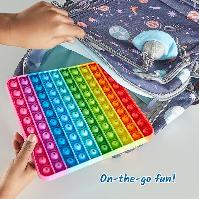 hand2mind Hundred Board Sensory Bubble Popper,Pop Fidget Toys for Kids,Multiplication Board,Math Manipulatives Kindergarten,Fine Motor Toys,Fidgets for Classroom,Calm Down Corner Supplies,(Pack of 2)