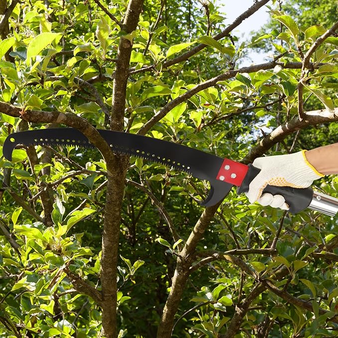 VINGLI Manual Pole Saw for Tree Trimming, 26 ft Extendable Tree Pruner, Sharp Steel Blade and Scissors, High Tree Branch Cutter with Lightweight 8 Fiberglass Long Handles, for Pruning Palms and Shrubs