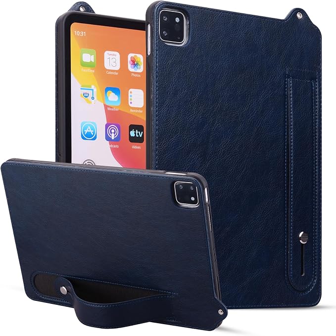 Slim Case for Apple iPad 10th Generation 10.9 Inch 2022 PU Leather Lightweight Hand Strap Stand Feature Drop Protection Back Cover for iPad 10th Gen 10.9 Black