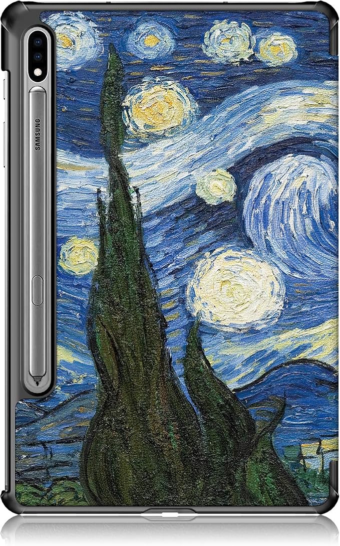 Case for Samsung Galaxy Tab S8 Plus 12.4 2022/S7 FE 2021/S7 Plus 2020 (SM-X800/X806/T730/T733/T736/T738/T970/T975/T976) Lightweight Tri-Fold Stand Thin Cover Auto Wake/Sleep Almond Blossom